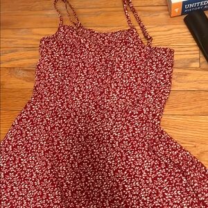 Floral Red Spaghetti Strap Dress